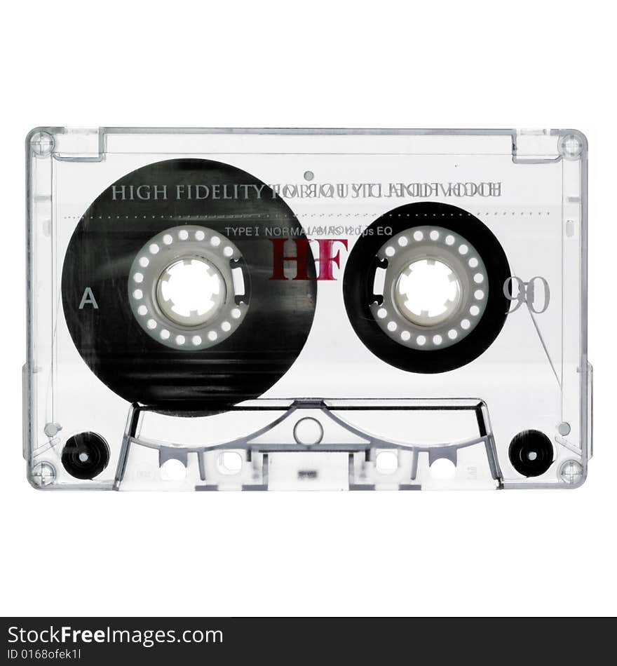 Old cassette isolated on white