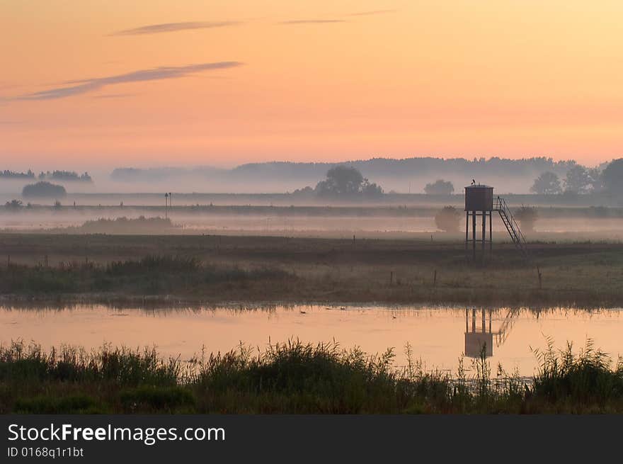 River Lek in the fog