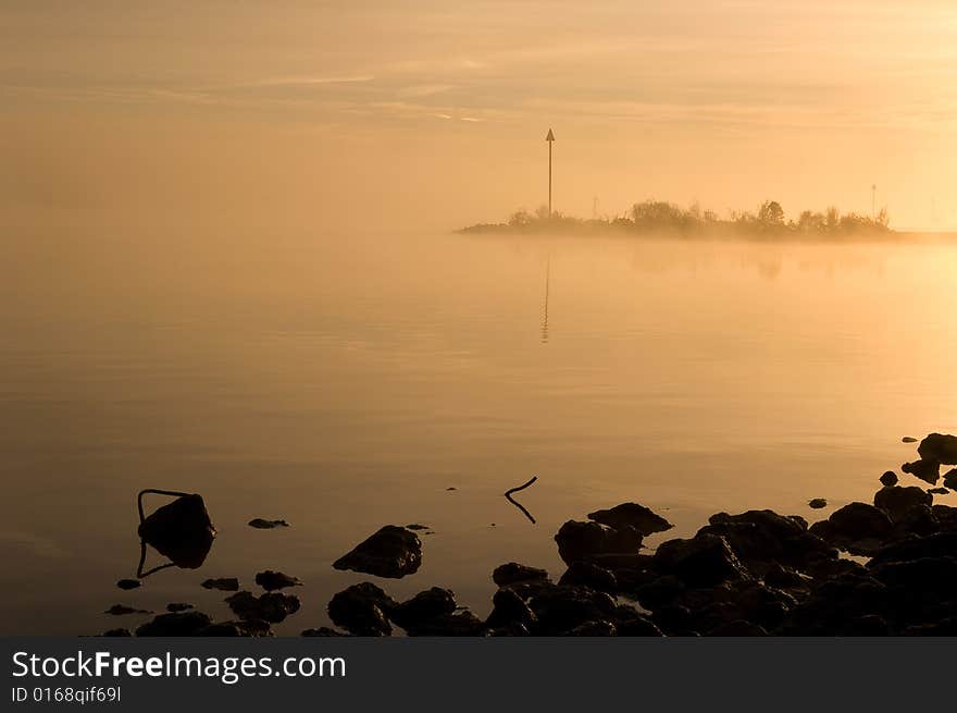 River Lek in the fog