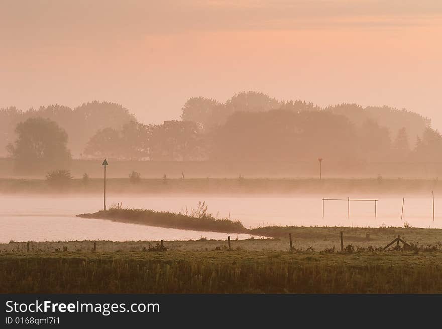 River Lek in the fog