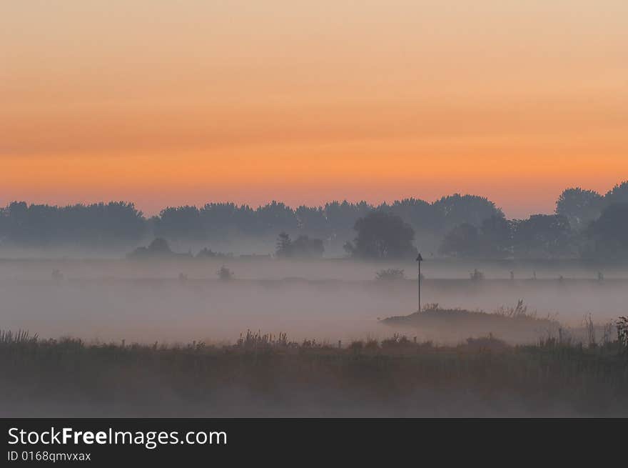 River Lek in the fog