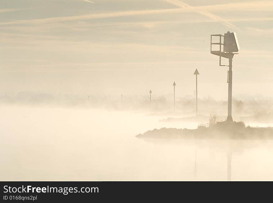 River Lek in the fog