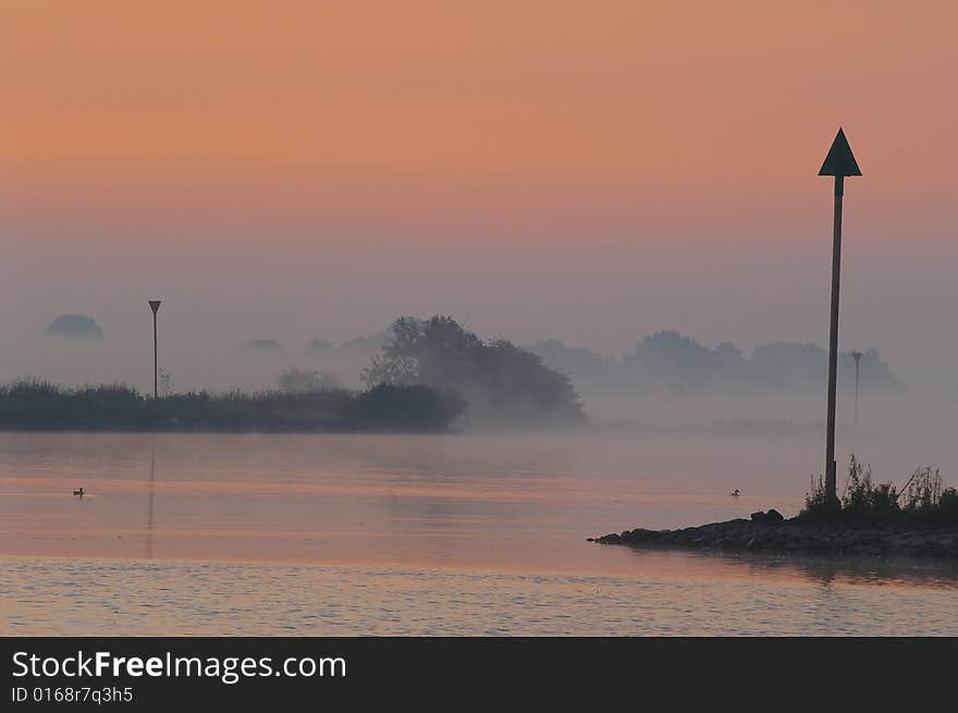 River Lek in the fog