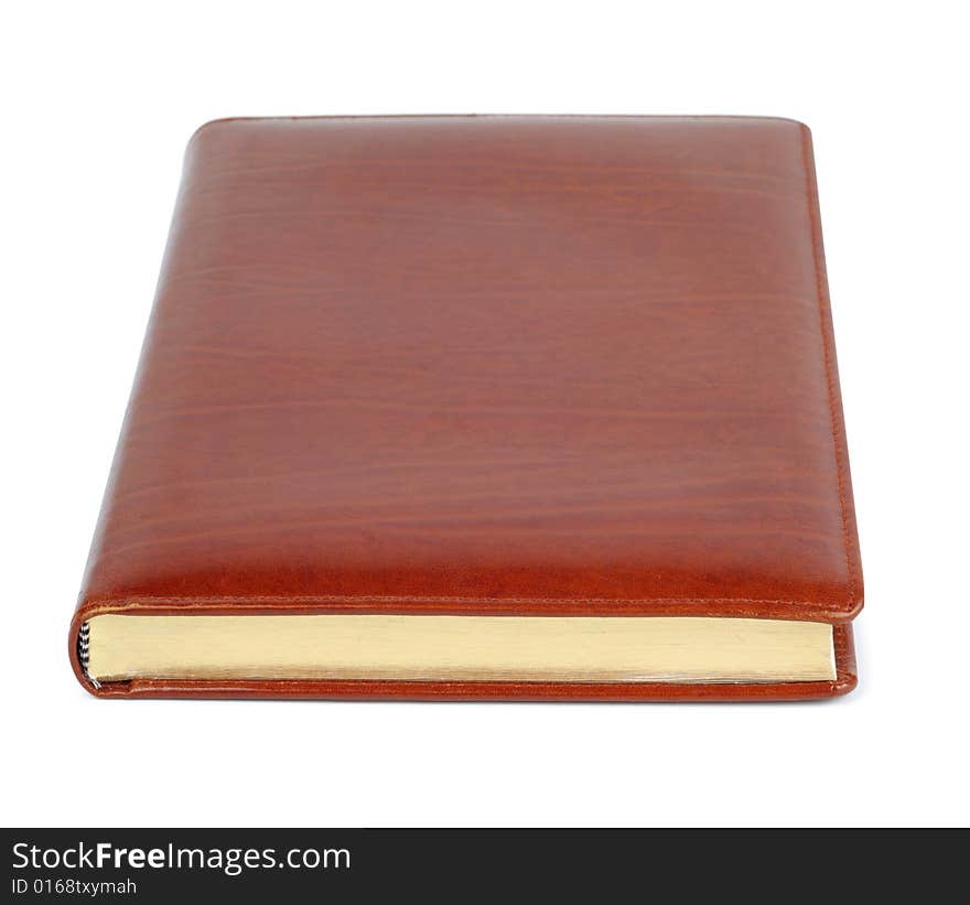 Brown leather organizer isolated with clipping path over white. Brown leather organizer isolated with clipping path over white