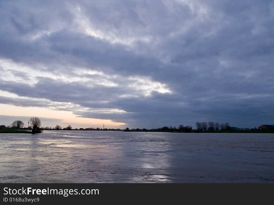 River Lek with a clouded sky