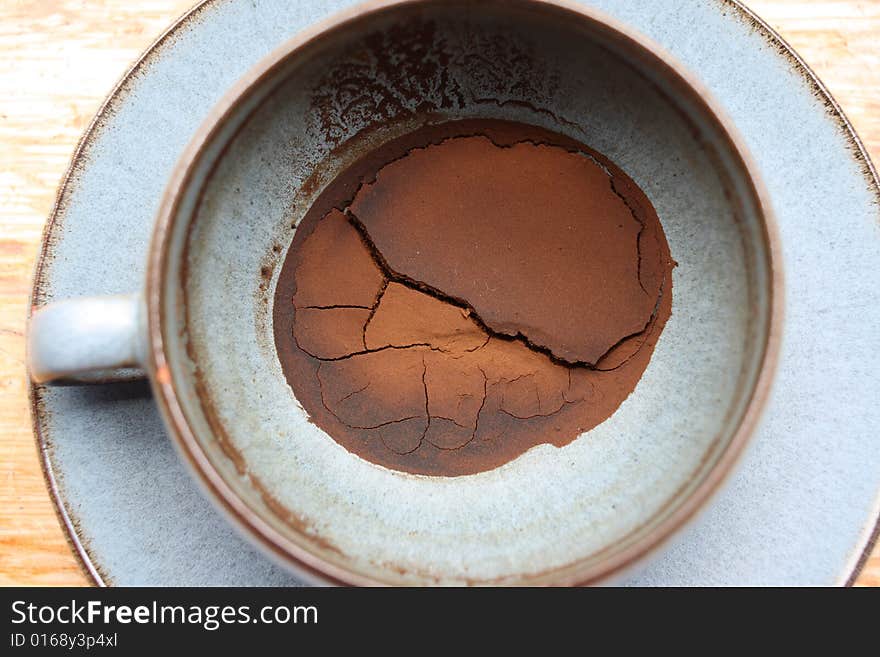 Coffee pattern in a blue cup