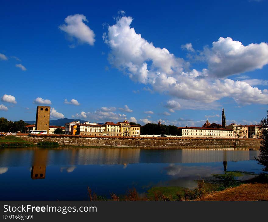 A beautiful landscape of Arno river - Florence