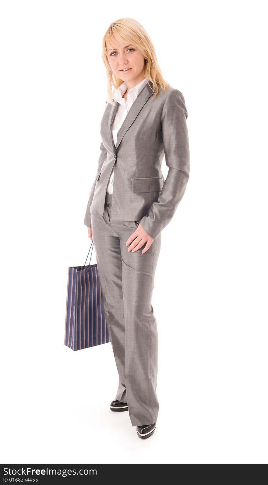 Portrait Of Happy Businesswoman With Red Bag