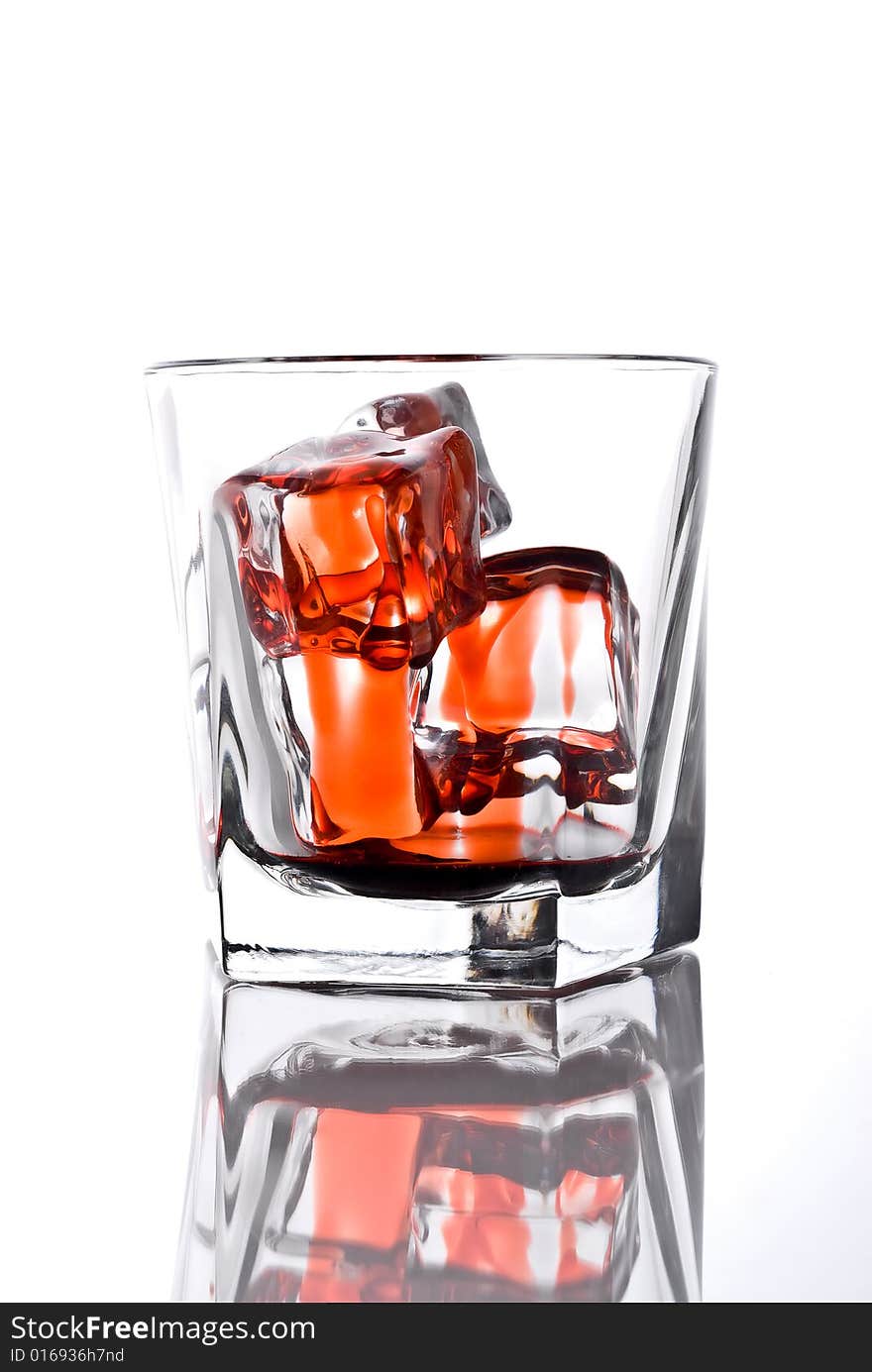 Glass with bloody ice cubes