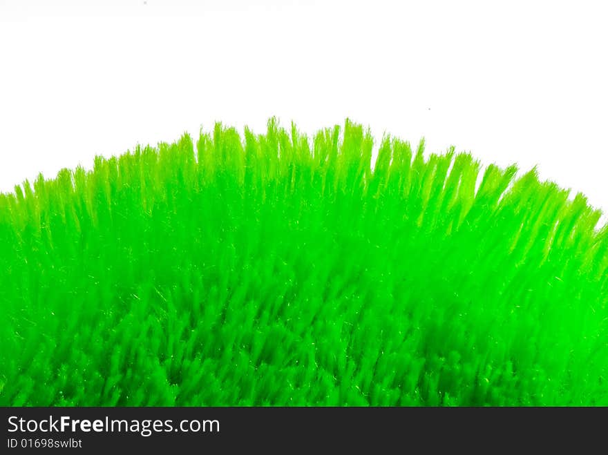 Artificial soft grass on a white background