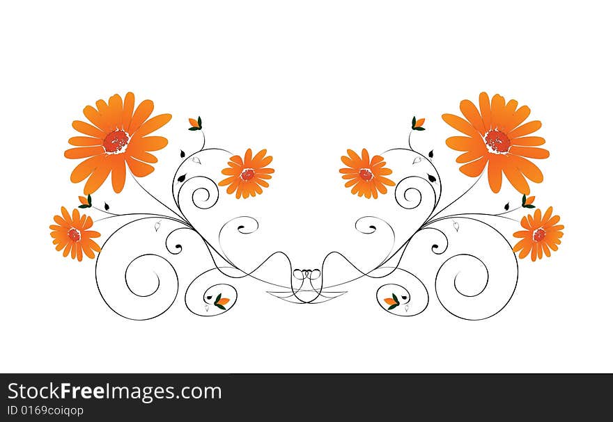 Decorative flowers, isolated on white background, vector illustration. Please see some similar pictures from my portfolio. Additional format: EPS-8