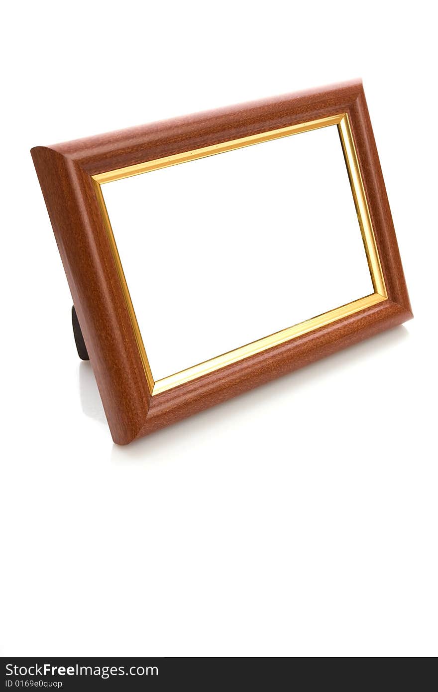 Wooden frame on white background