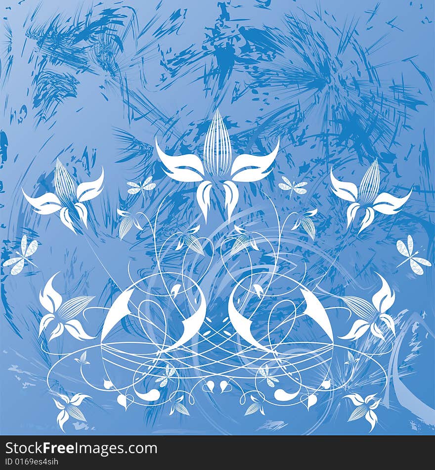 Decorative flowers on abstract background, vector illustration. Please see some similar pictures from my portfolio. Additional format: EPS-8