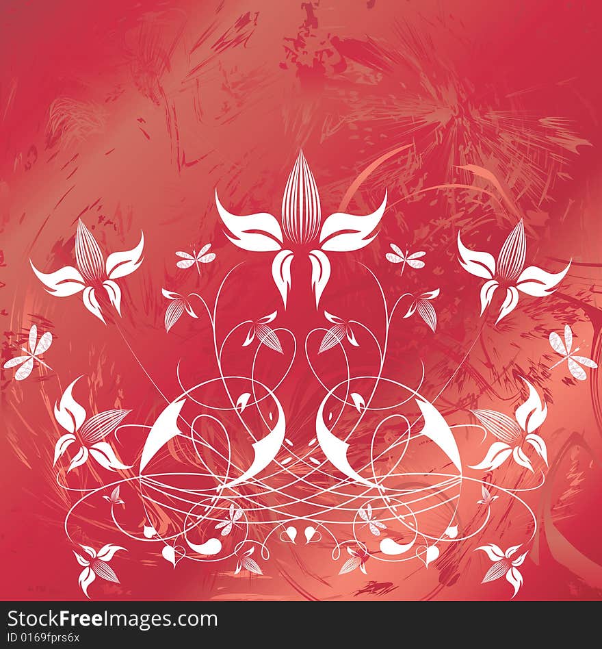 Decorative flowers on abstract background, vector illustration. Please see some similar pictures from my portfolio. Additional format: EPS-8