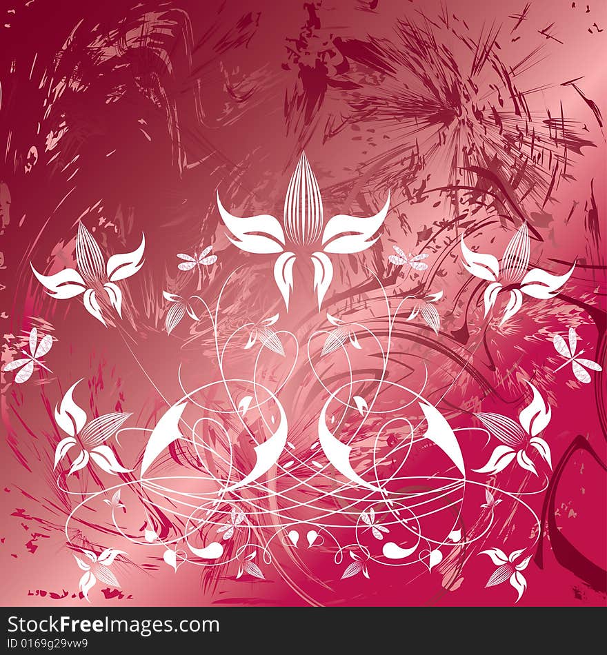 Decorative flowers on abstract background, vector illustration. Please see some similar pictures from my portfolio. Additional format: EPS-8