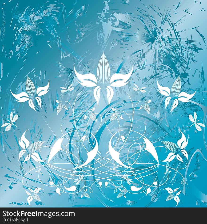 Decorative flowers on abstract background, vector illustration. Please see some similar pictures from my portfolio. Additional format: EPS-8