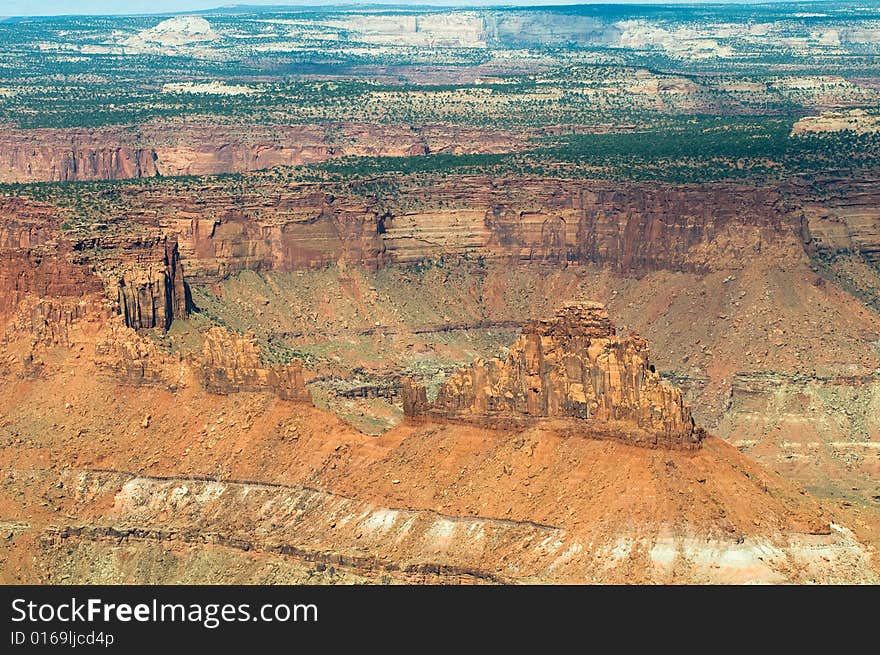 Fly by of canyonlands in utah during summer. Fly by of canyonlands in utah during summer