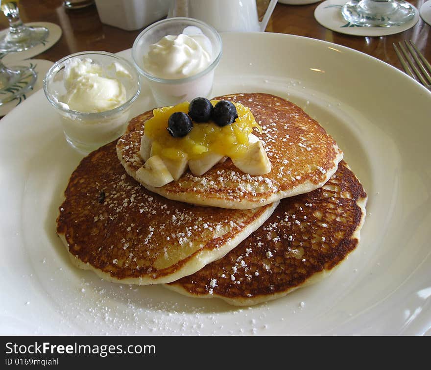 Serving Of Pancakes With Blueberries