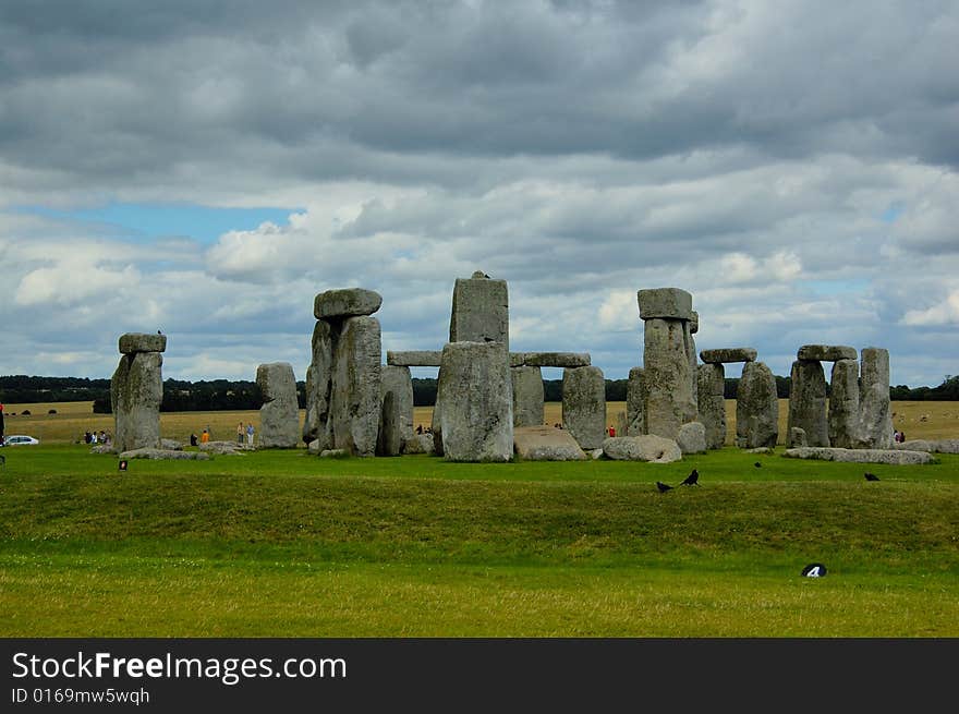 Ancient stones in Stonehenge in summer day