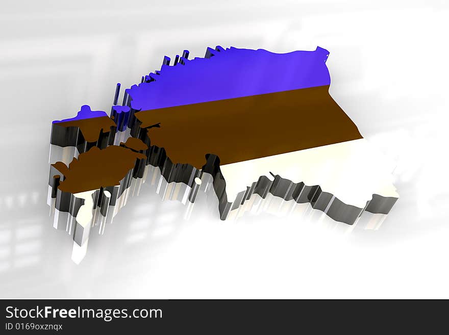 3d flag map of Estonia