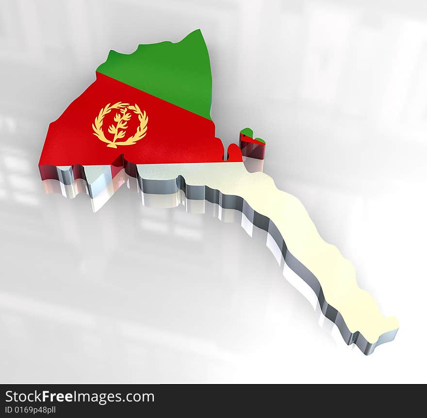 3d made flag map of Eritrea. 3d made flag map of Eritrea