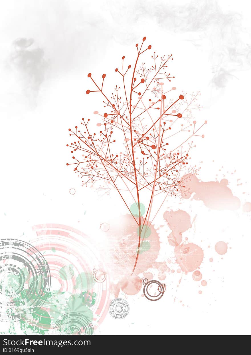 pastel illustration of tree with rings decoration