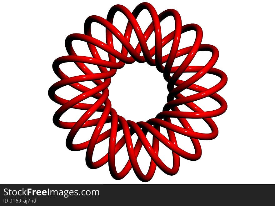 3d illustration of red rose colored endless glossy cords. 3d illustration of red rose colored endless glossy cords