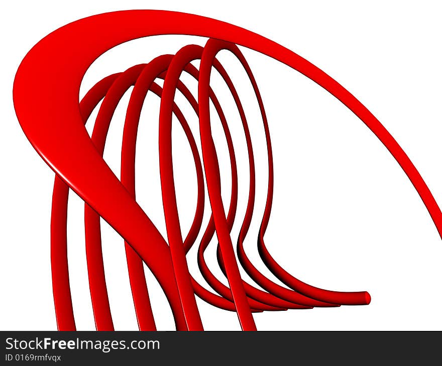 Abstract 3d illustration of glossy red curves. Abstract 3d illustration of glossy red curves