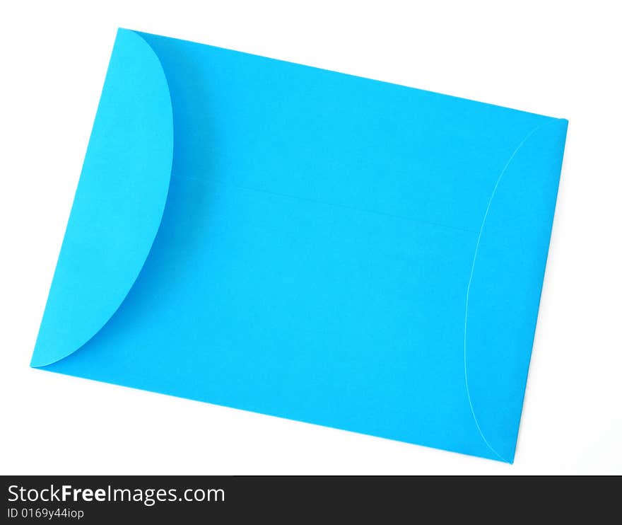 A blue envelope isolated on a white background