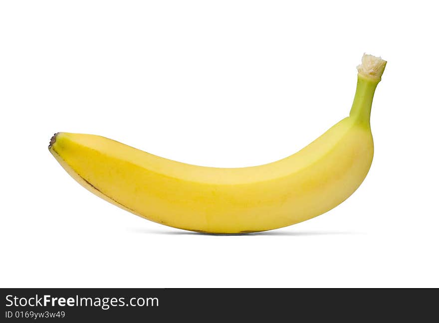 Single banana Isolated on the white background