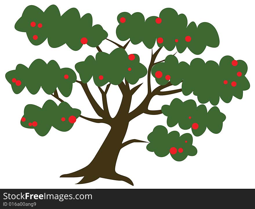 A  illustration of an apple tree isolated on white background