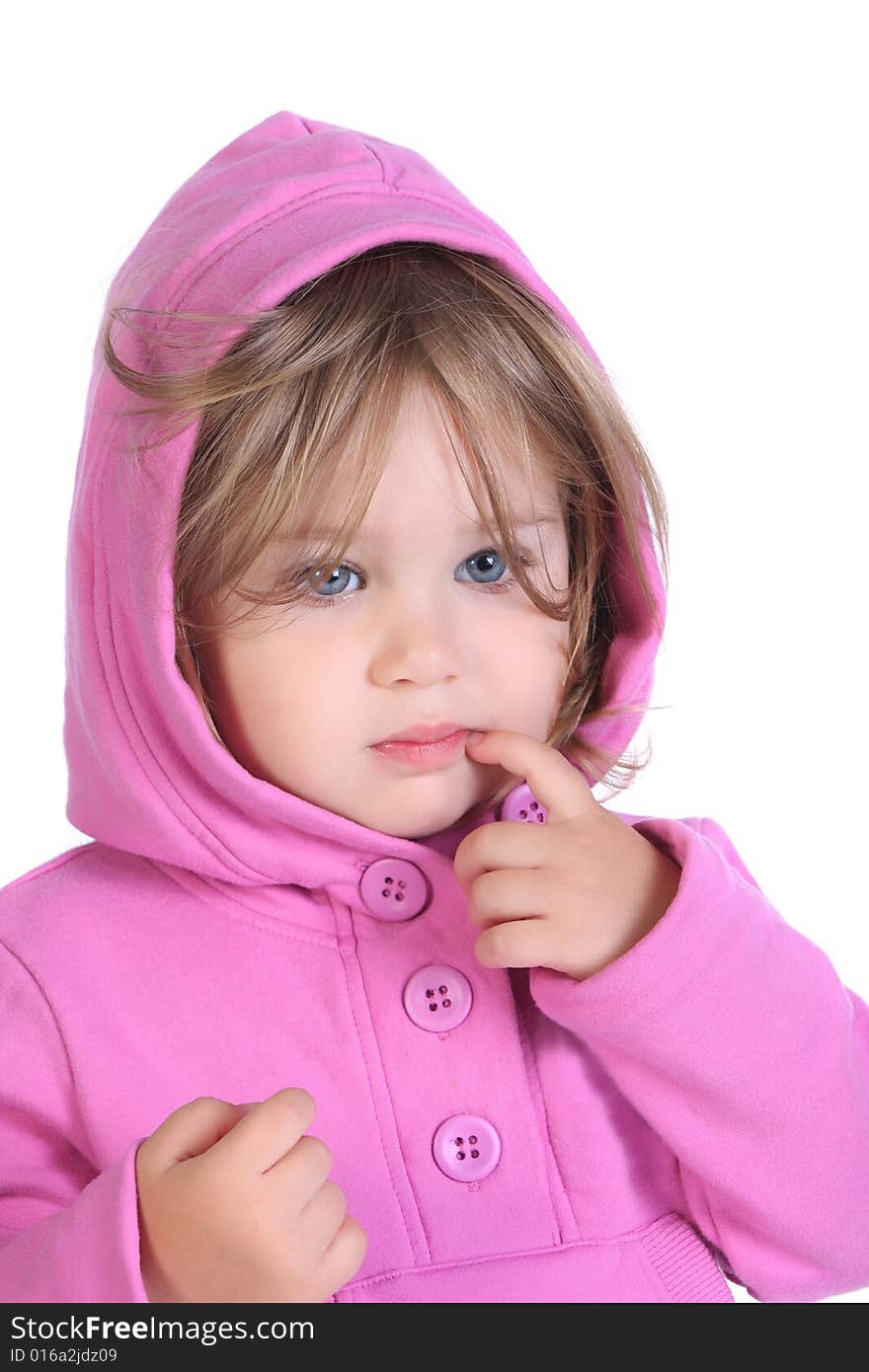 Beauty a little girl on white background