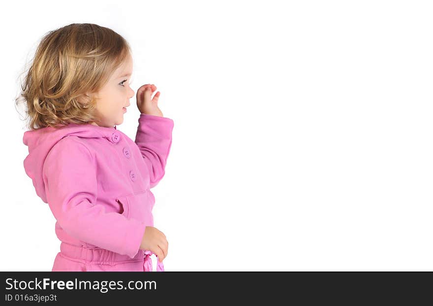 Beauty a little girl on white background