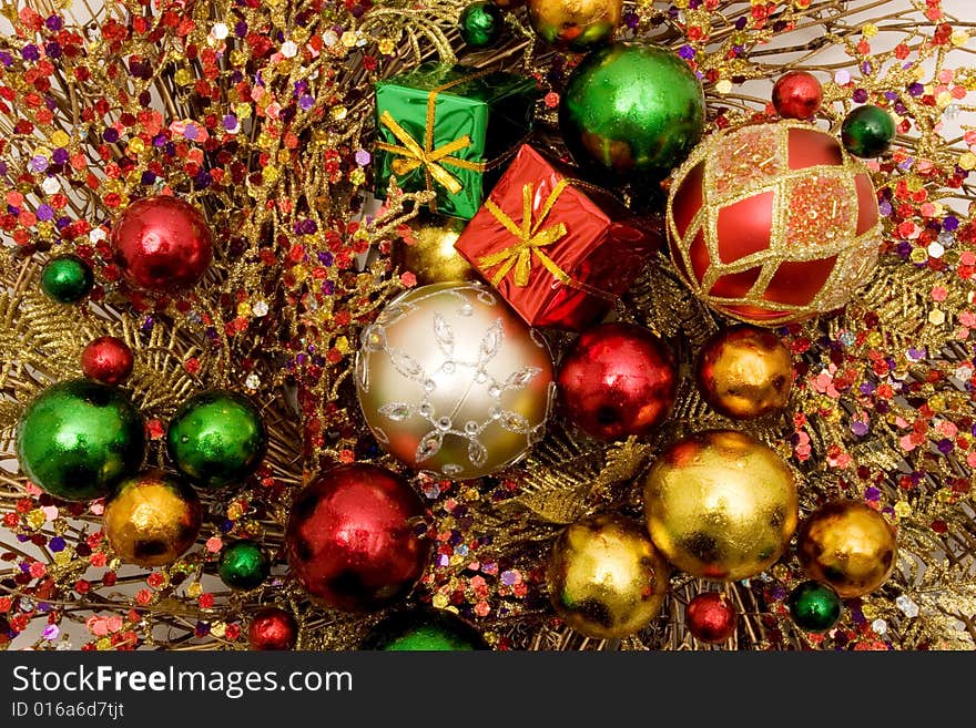 Colorful decorative Christmas ornaments for holidays. Colorful decorative Christmas ornaments for holidays