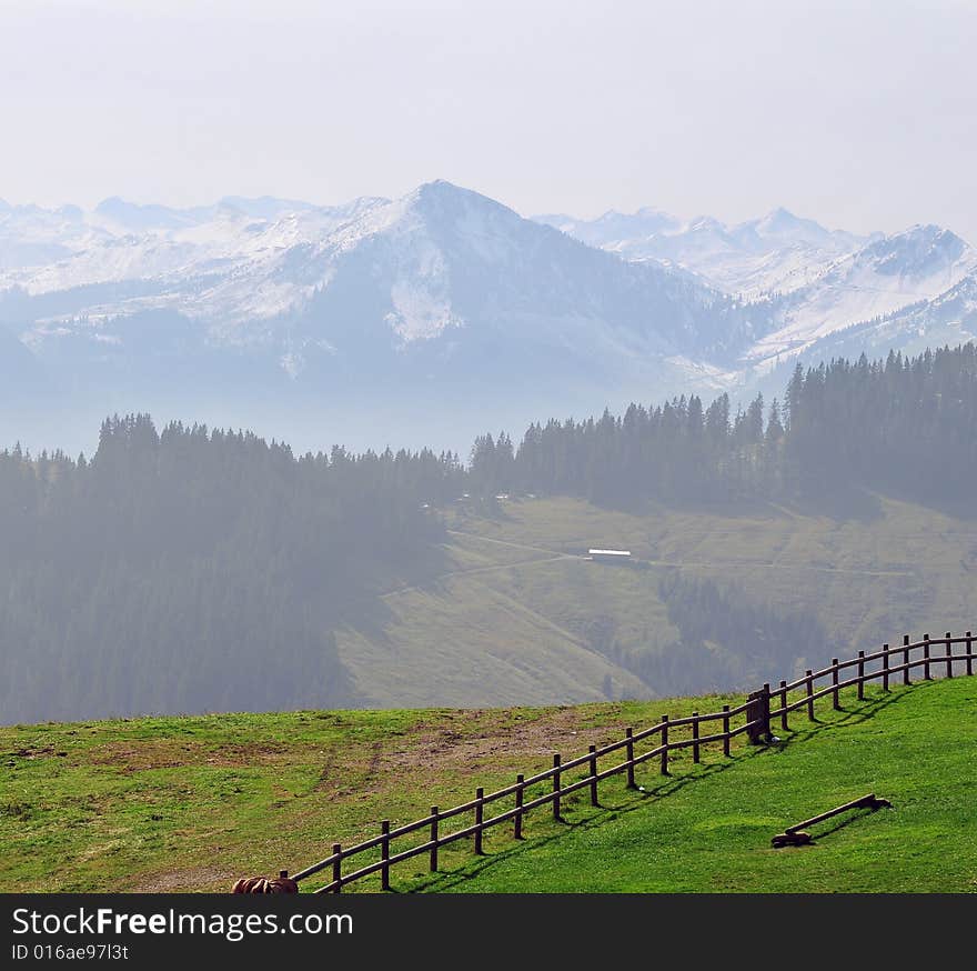 Mountain view and summer landscape