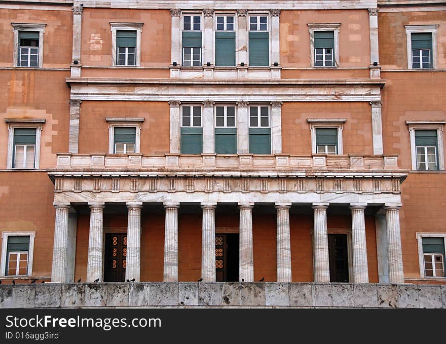 Entrance of Greek parliament building