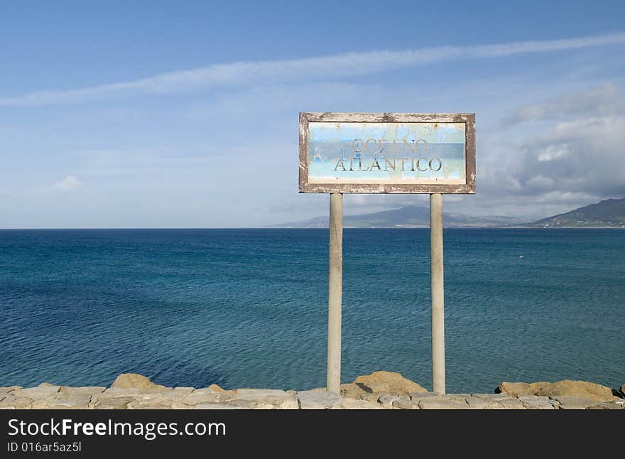 A cape near Tarifa, a border between atlantic ocean and mediterranean sea. A cape near Tarifa, a border between atlantic ocean and mediterranean sea