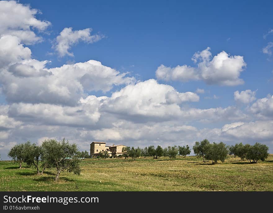 Tuscan landscape whit cloud, valle d'Orcia, italy