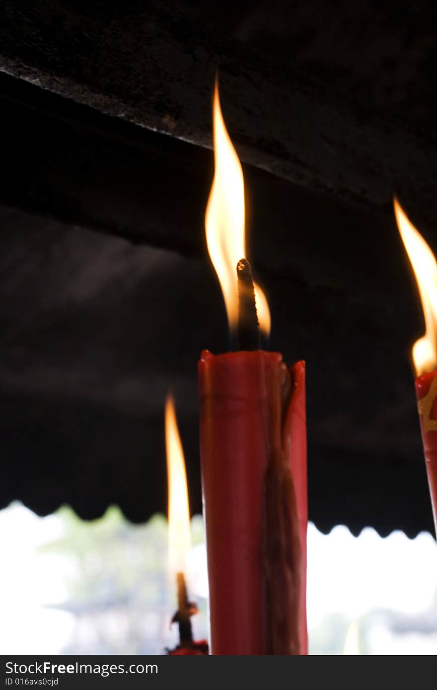 The candle of a temple china.