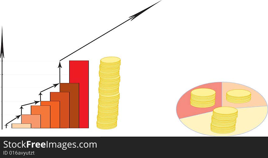 Development diagrammes. Profit growth. Vector illustration