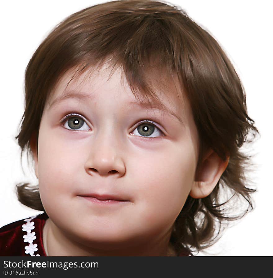 Portrait of Little girl on white ground