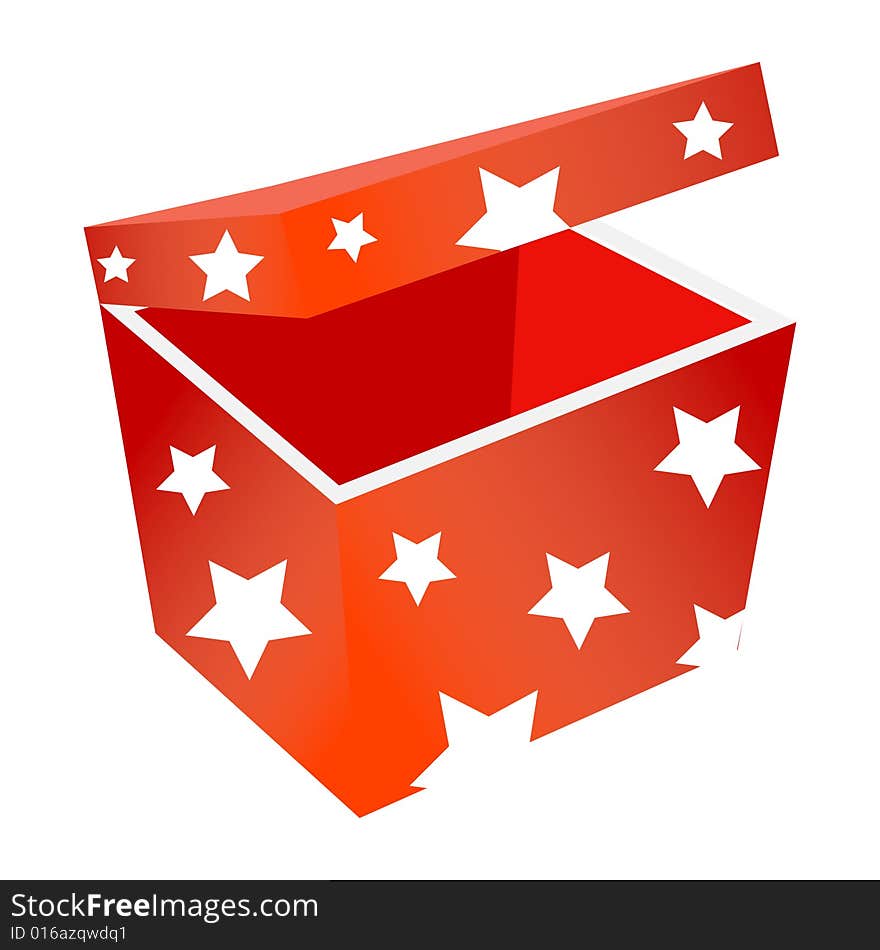 Red gift box with stars vector illustration