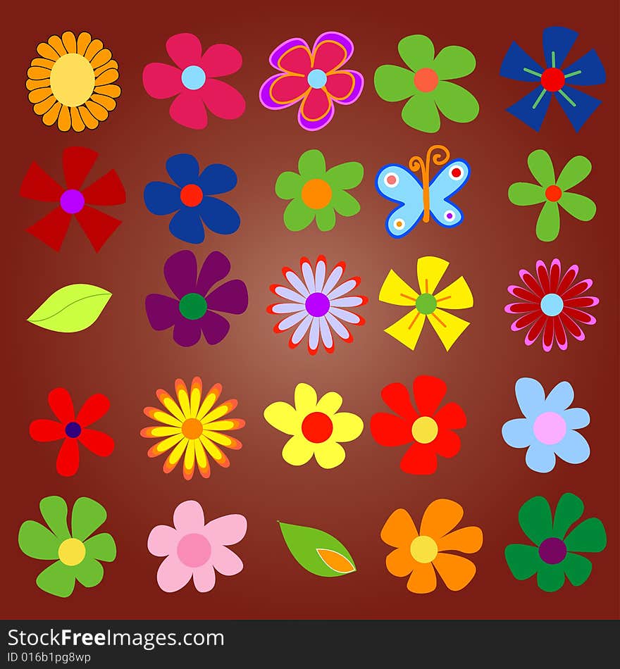 Colorful spring flowers  illustration