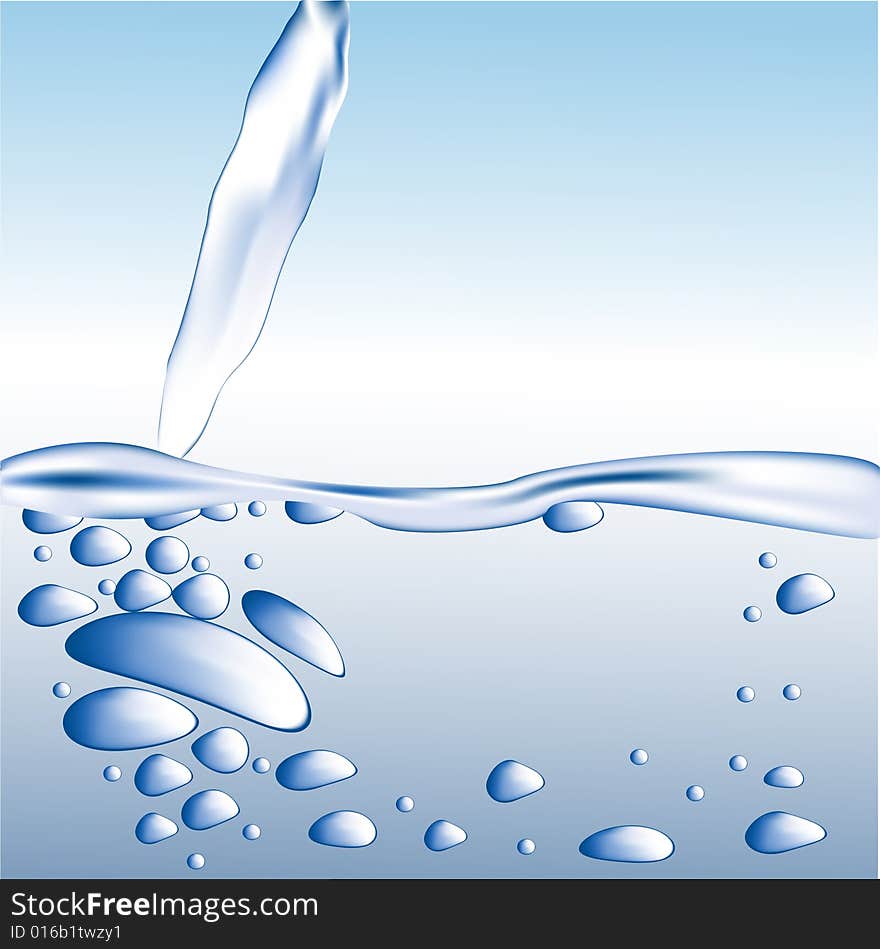 Blue water with bubbles  illustration