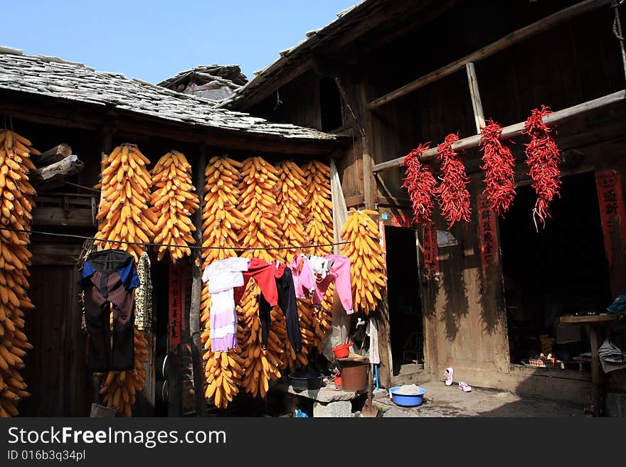 Back yard of Chinese national minority family