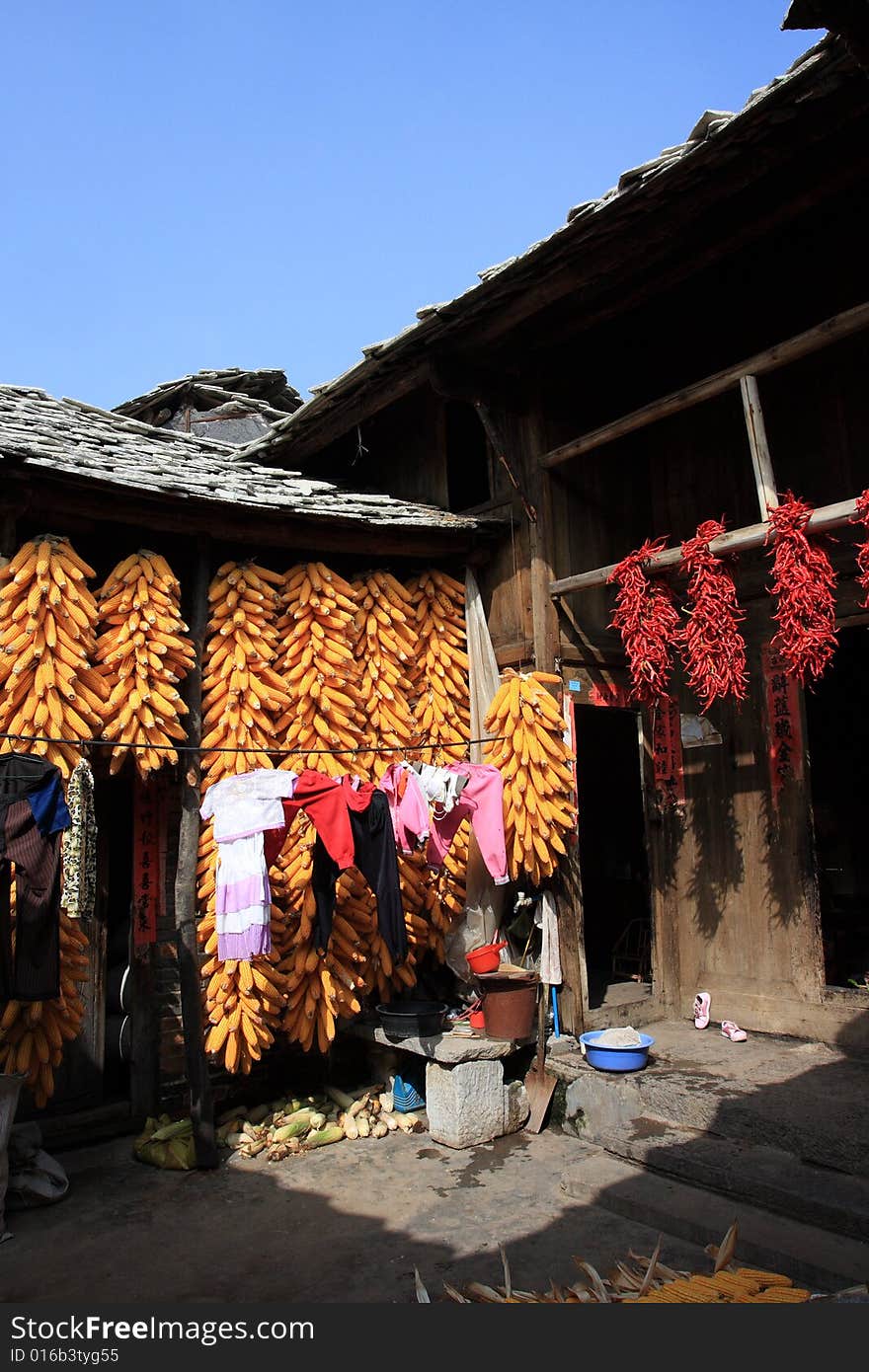 Back yard of Chinese national minority family