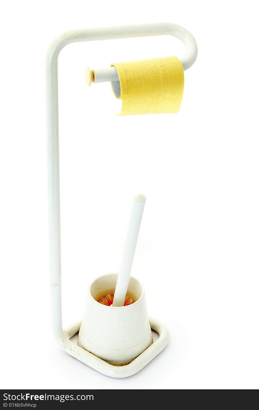 Toilet appliance for paper and brush on the white background. Toilet appliance for paper and brush on the white background.