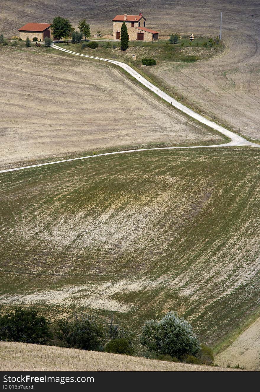 Tuscan Landscape, isolated farm