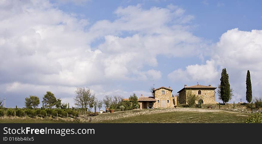 Tuscan Landscape, isolated farm