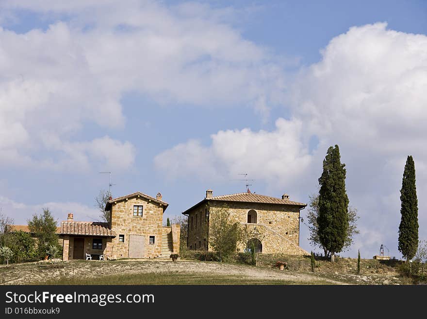 Tuscan landscape Valle d'Orcia, italy, isolated farm. Tuscan landscape Valle d'Orcia, italy, isolated farm